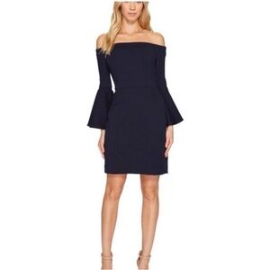 NWT Trina Turk Navy Miley Textured Ponte Off-The-Shoulder Dress Size 2
